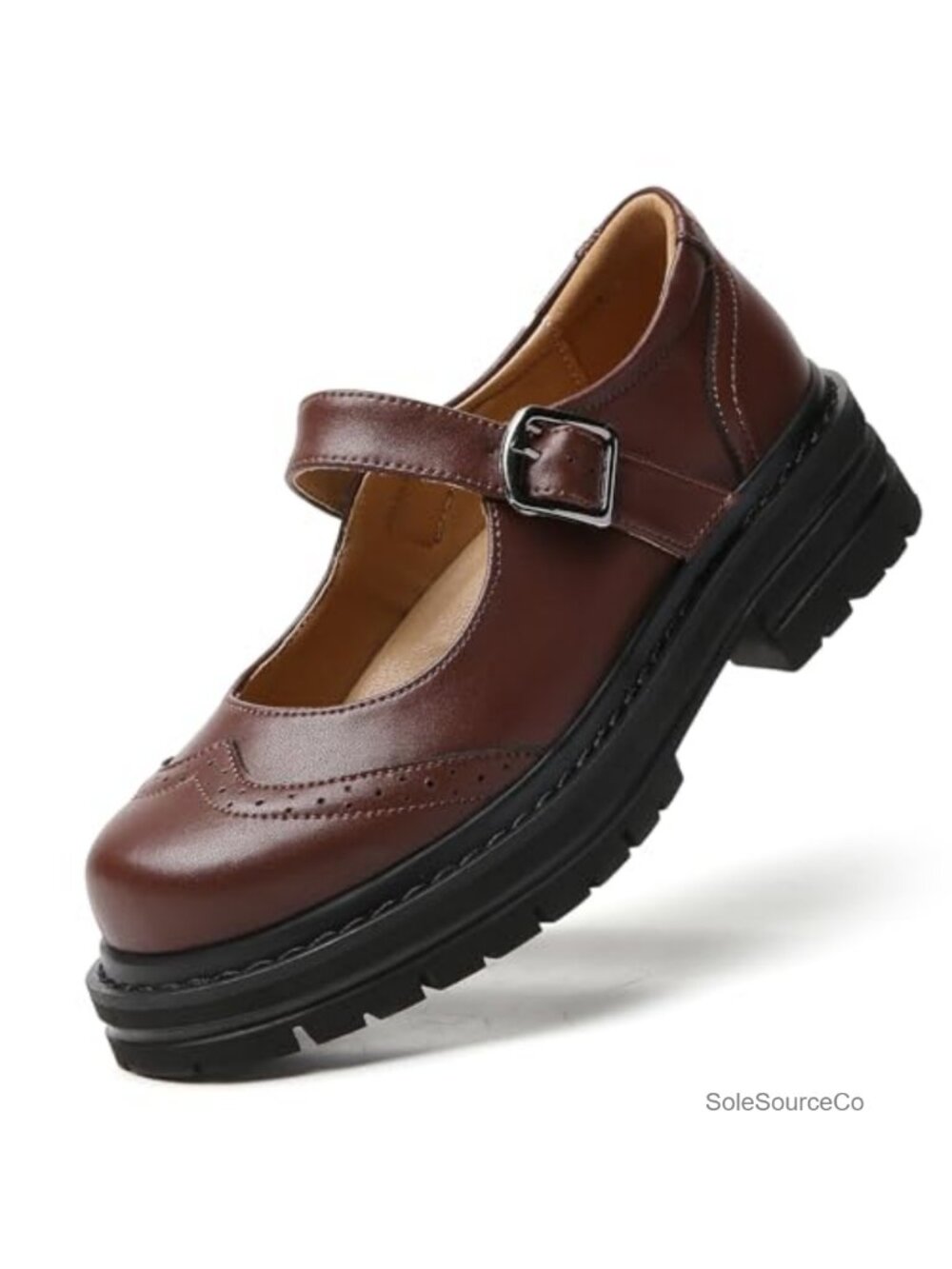 Mary Jane Shoes Women Oxfords Platform Chunky Heel Faux Leather Retro